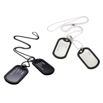 Stainless Steel Camouflage Military Uniform Dog Tag Pendant Necklace Men  and Women Hip-Hop Square Brand