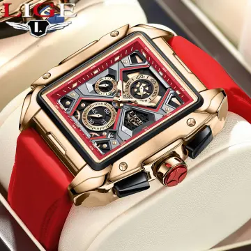 Red mens watch on sale online