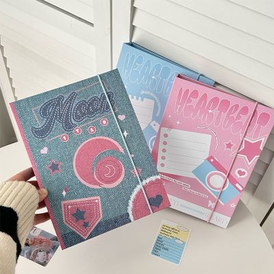 Y2k A5 Kpop Photocard Binder Sweet and Cool Collect Book Retro Denim Idol Photo Card Holder Photocards Holder Photo Album