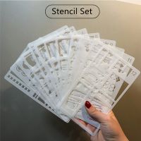 【CC】 12 Pcs Plastic Reusable Stencils for Painting Scrapbooking Diary Scrapbook Template School Stationery Gifts