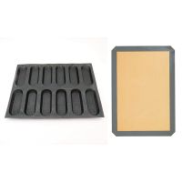 1Pcs Reusable Environmental Protection Silicone Baking Mat 30 x 20cm &amp; 1x Silicone Baguette Pan-Non-Stick