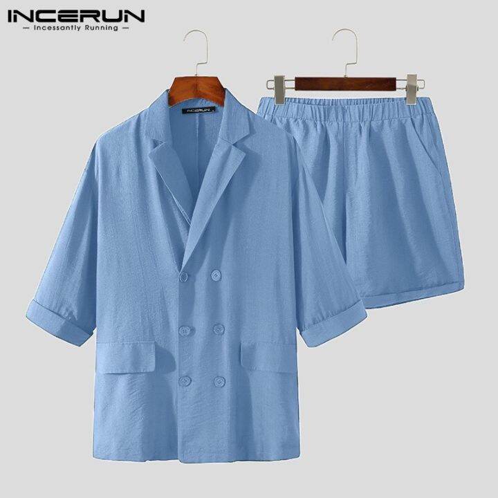 codtheresa-finger-incerun-mens-korean-style-half-sleeve-blazer-shirt-elasticated-shorts-fashion-sets