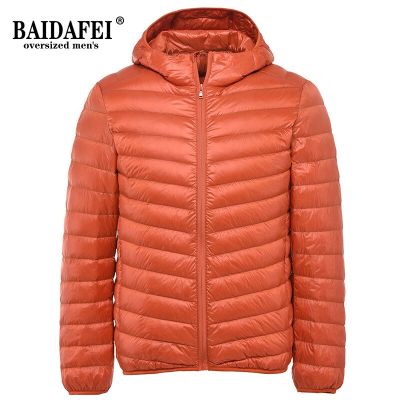 ZZOOI Plus Size 8XL 9XL 10XL 11XL  Jacket 2021 Spring Qutumn  Mens Lightweight Water-Resistant Packable Hooded Puffer Jacket Orange
