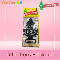 Little Trees Car Air Freshener Black Ice Pack of 3 แผ่นน้ำหอมปรับอากาศ รูปต้นไม้ กลิ่น Black ice แพค 3 ชิ้น (Made in USA)