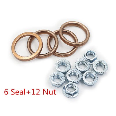 Motorcycle 6 seal and 12 nut Exhaust Manifold Gasket Seal for Honda CB500 CB550 VF500 VF750 GL1500 GL1800 Exhaust gasket