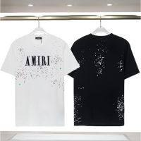 ใหม่ ขายดี เสื้อยืดแขนสั้น ผ้าฝ้าย ระบายอากาศ พิมพ์ลายตัวอักษร AM Chest Starry Sky Splashing Ink สําหรับผู้ชาย ผู้หญิง