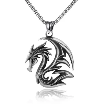 Dragon Bone Stainless Steel Necklace, Silver / 60 cm