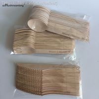 【CW】❀┅✿  150 Wood Silverware Cutlery Disposable Spoons Forks Knives Supplies Tableware Can Custom Text Birthday Anniversary