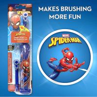 Marvel Spider Man Battery Powered Toothbrush With Advanced Cleaning Dual Head and Toothbrush Cap แปรงสีฟันแบตเตอรี่รุ่นพิเศษสำหรับเด็กลิขสิทธิ์แท้จากมาร์เวล