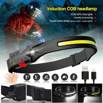 Sensor Headlamp COB Waterproof Headlight for Outdoor Fishing USB