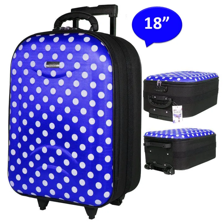 Luggage Wheal กระเป๋าเดินทาง ลายจุด กระเป๋าล้อลากหน้าโฟมขนาด 18 นิ้ว