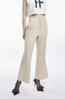 f.fashion กางเกงขายาวทรงแฟลร์ ผู้หญิง สีเบจ | Fit and Flare Trousers | 6205