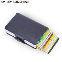 Top Quality Rfid Wallet Men Money Bag Mini Purse Male Aluminium Card Wallet Small Clutch Leather Wallet Thin Purse Carteras 2021