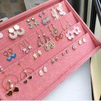 【CW】 Pink Specail VelvetEarring HolderNecklaces Tray Jewelery Organizer JewelryandDisplay