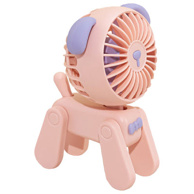 Mini Desktop Decoration Fans Cute Pet Dog Rechargeable USB Small Electric Fan Pink