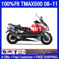 T-MAX500 OEM สำหรับยามาฮ่า MAX500สูงสุด500 TMAX500 08 09 10 11 170MC.48 MAX-500 TMAX XP500 2008 2009 2010 2011แฟริ่งสีฟ้าสีขาว