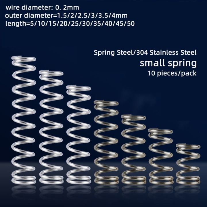 10pcs Compression Spring 304 Stainless Steel Small Spring Pressure