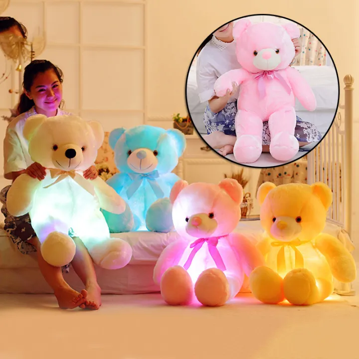 Yancey Glow Teddy Bear with Bowtie Creatives Stuffed Animal Soft LED