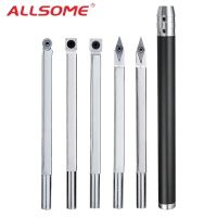 ALLSOME Square Shank Wood Turning Tool Carbide Insert Cutter/Auminum Alloy Handle Wood Lathe Tool HT2446-2451