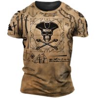 2023 Vintage T Shirt Men 3D Compass Printed Tops Street Punk Oversized O-Neck T-shirt Men Short Sleeve Tee Shirt Men Homme Camiseta