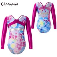 Choomomo ชุดเล่นสเก็ตลีลาสำหรับเด็กผู้หญิง,ลายพิมพ์แขนยาว4 14สีชุดรัดรูปเล่นยิมนาสติกเงาโลหะ