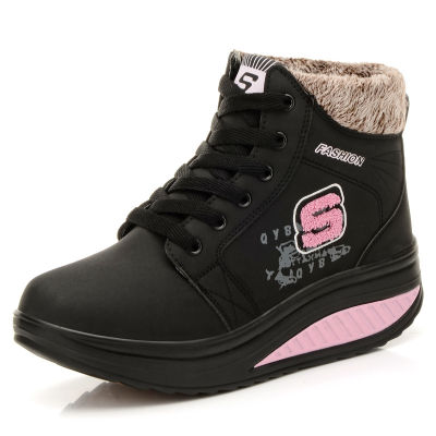 รองเท้าบวกผ้าฝ้ายแขนโยกผู้หญิงกีฬาเกาหลีสำหรับฤดูหนาว,บูททำจากฝ้ายมัฟฟินพื้นหนารองเท้าผ้าฝ้ายให้ความอบอุ่น Sepatu BOOT Pendek ป้องกันการเล่นสกี