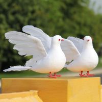 【เครื่องประดับบ้าน】นกพิราบสีขาวของประดับตกแต่งนกพิราบที่เหมือนจริงเพื่อการตกแต่งผลิตภัณฑ์ที่ทนทาน