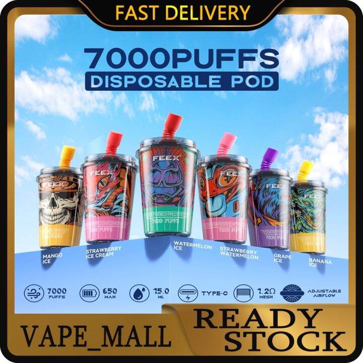 Ecigarettes 【Legit】FEEX Puff Bar PLUS Disposable Device 7000 PUFFS 5
