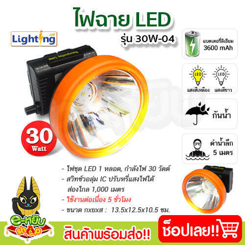 ไฟฉายส่องกบ-ไฟฉายคาดหัว-ไฟฉายคาดศรีษะ-หัวโคม-ไฟฉาย-หน้าไฟ-led-กันน้ำ-รุ่น-30w