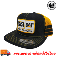 หมวกแก๊ปวินเทจ Vintage - HR CAT ดำตาข่ายส้ม (USA)