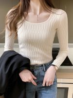 original Uniqlo NEW Knitted bottoming shirt for women spring and autumn 2023 new style inner low-neck long-sleeved top slim-fit pullover sweater winter