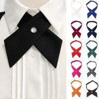 Woodrowo I.j Shop  1pc Cross Bow Ties for Men &amp; Women Solid Business Casual Cross Tie Formal Dress Collar Cross Bowtie