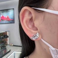 Westwood Vivians new flash diamond wings Saturn silver earrings sweet and cool style niche design high-end earrings women 2023 imported