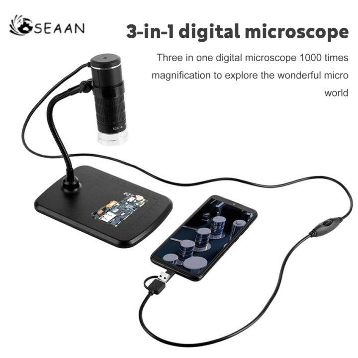 8led-1000x-กล้องจุลทรรศน์ดิจิทัล-hd1080p-3in1ชนิด-c-usb-แว่นขยายอิเล็กทรอนิกส์แบบพกพาแท่นวางหลอดงูสำหรับแอนดรอยด์พีซี