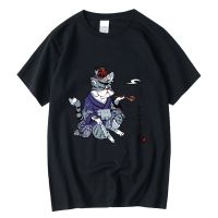 Xinyi Mens Tshirt 100 Cotton Funny Smoking Cat Print Loose Cool Cat T Shirt For Men Tshirt Gildan
