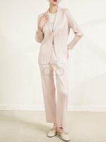 ♗✑ Aiden001 Average Size Short-Sleeved/Nine-Quarter Sleeves Casual Suit Womens Pleated Straight-Leg Trousers Two-Piece Suit Z4091