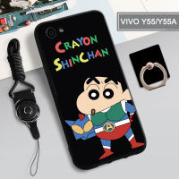 เคสนิ่มสำหรับ VIVO Y55/Y55A กล่องคลุมทั้งหมดเคสโทรศัพท์พิมพ์ลายป้องกันการตกกันรอยขีดข่วนฝามีที่ถือวงแหวนและเชือกโทรศัพท์