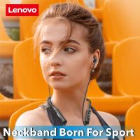 Lenovo QE08 100% สายคล้องคอแบบดั้งเดิมหูฟังบลูทูธหูฟัง True Wireless หูฟังสำหรับฟังเพลงตัดเสียงรบกวนด้วยไมโครโฟน