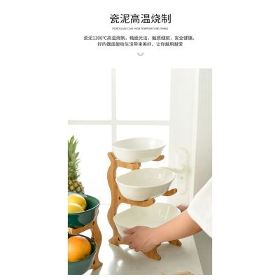 3 Tiers Fruit Basket Bamboo Stand Holder, Vegetables Candy Shelves Fruit Storage Basket, Food Storage Basket