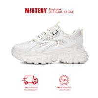 HOT”MISTERY รองเท้าผ้าใบส้นสูง สูง 5 ซม รุ่น DURIAN สีขาว（MIS-692）