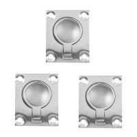 ✤▥ 3Pcs 48 X 38Mm Boat Locker Hatch Latch Cabinet Flush Mount Ring Pull Handle Marine Surfing Hardware 316 Stainless Steel