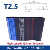 ◕ 1pc T2.5 Synchronous Timing Belt Rubber Closed Loop Transmission Drive Belt Width 6 10 15 20mm Length 355mm-3650mm Pitch 2.5mm