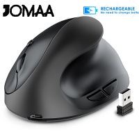 JOMAA เมาส์แนวตั้งไร้สายแบบชาร์จไฟได้2.4GHz Optical แนวตั้งสำหรับแล็ปท็อปพีซีคอมพิวเตอร์ตั้งโต๊ะโน๊ตบุ๊ค