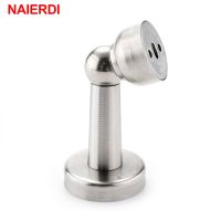 NAIERDI Stainless Steel Magnetic Sliver Door Stop Stopper Door Holder Catch Floor Fitting With Screws For Family Home Decorative Door Stops