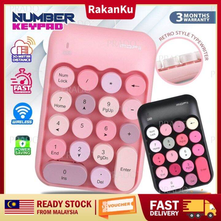 PRADO Number Keypad Wireless Mini Compact Layout Round Keycaps Numeric