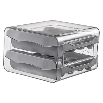 32 Grids Egg Storage Box Refrigerator Transparent Double Drawer-Type Egg Box Container Home Kitchen Egg Holder