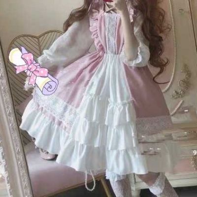 ญี่ปุ่นสาวนุ่ม Lolita กระโปรง OP เล็กน่ารักชุด Lolita กระโปรงสาวนักศึกษานางฟ้ากระโปรง