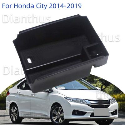 ที่เท้าแขนคอนโซลกลางรถยนต์สำหรับ Honda City 2014-2019ที่เท้าแขนกล่องเก็บของถาดจัดระเบียบอุปกรณ์เสริม2018 2017 2016 2015