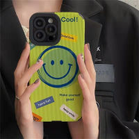 TDJ เคสโทรศัพท์หน้ายิ้มกรอบซิลิโคลนกันกระแทกนิ่มสีเหลืองสำหรับ Iphone 11 12 13 14 Pro Max MiNi 6 S 7 8 Plus SE X XS XR