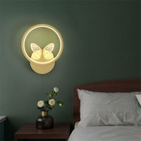 Modern Simple LED Butterfly Wall Lamp for Bedroom Bedside Creative Circle Aisle Corridor Indoor Background Sconce Lighting Attic